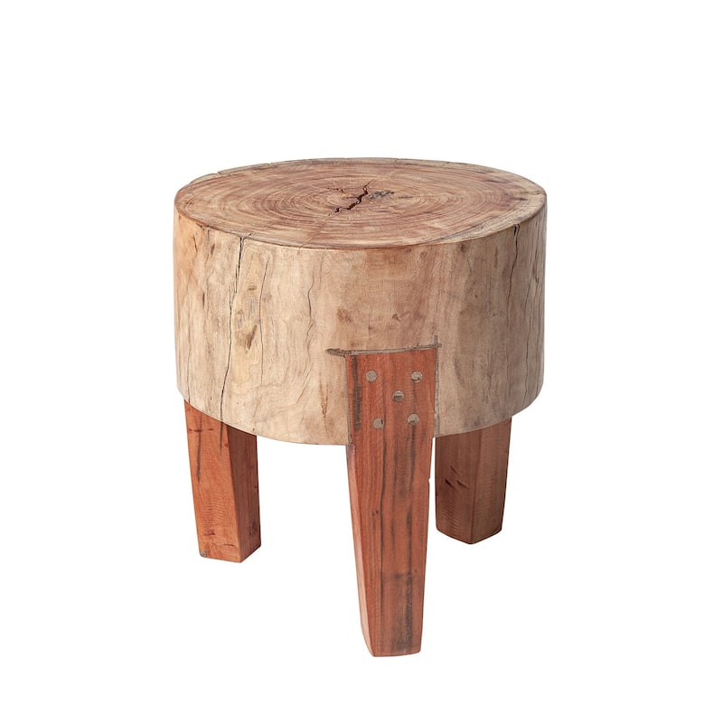 Asco Rustic Solid Reclaimed Wood Stool - 15" Tall