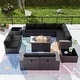 preview thumbnail 7 of 125, Kullavik 13 Pieces Outdoor Patio Furniture Set with Fire Pit Table w/ Wide Armrests