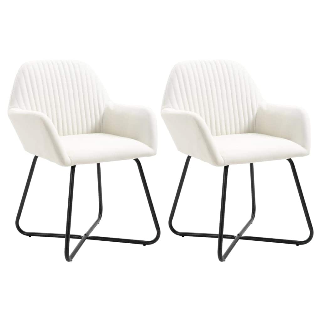 vidaXL Dining Chairs 2 pcs Cream Fabric