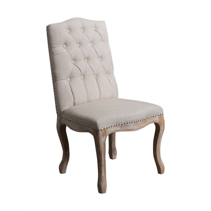 2 Piece Nailhead Upholstered Dining Chairs with Wooden Legs, Backrest, Upholstered for Dining Room Kitchen Bedroom Living Room