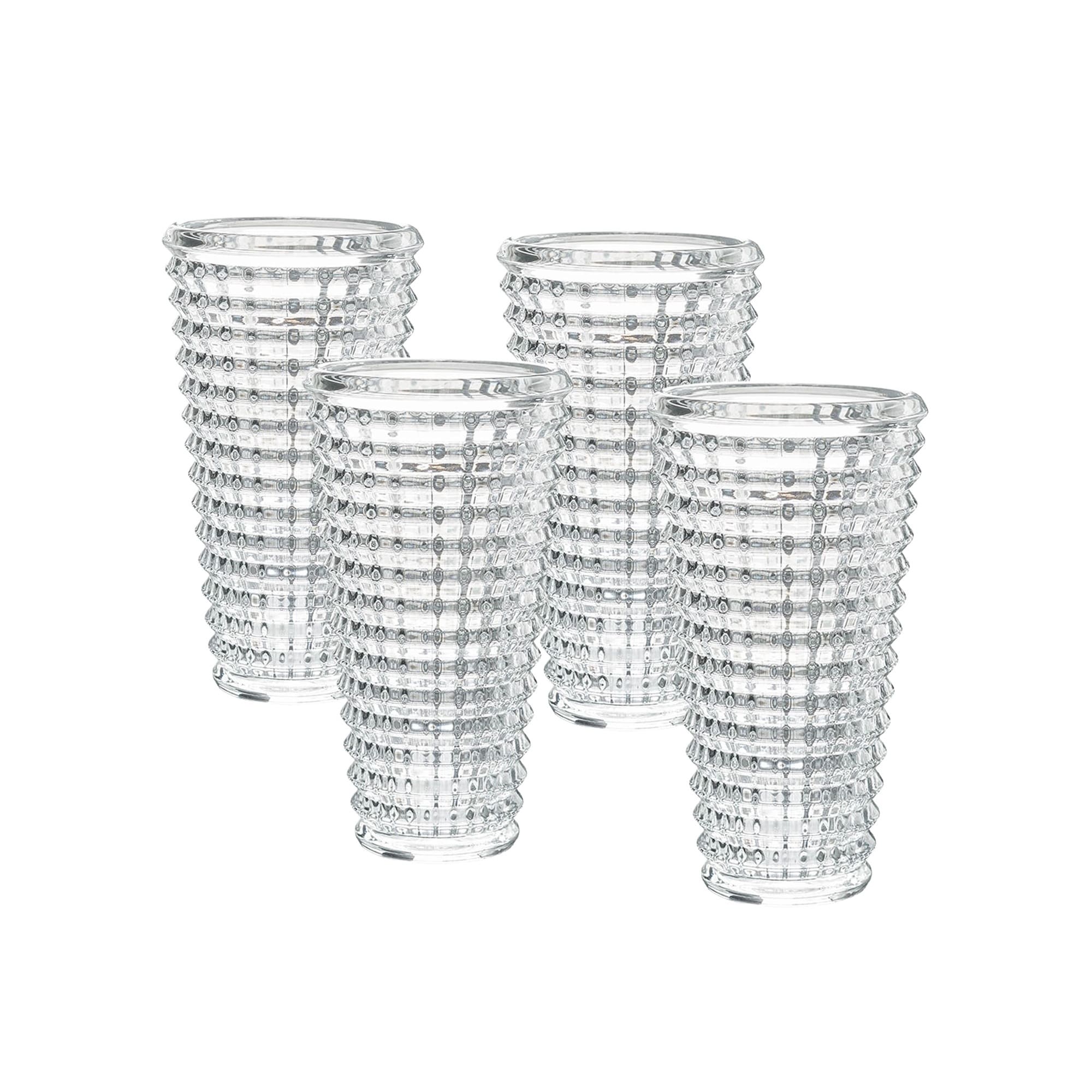 A&B Home Set of 4 Clear Glass Round Vases With Ridged Design