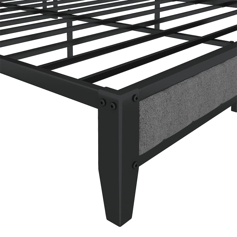 Full Size Metal Platform with Charging Station and Headboard