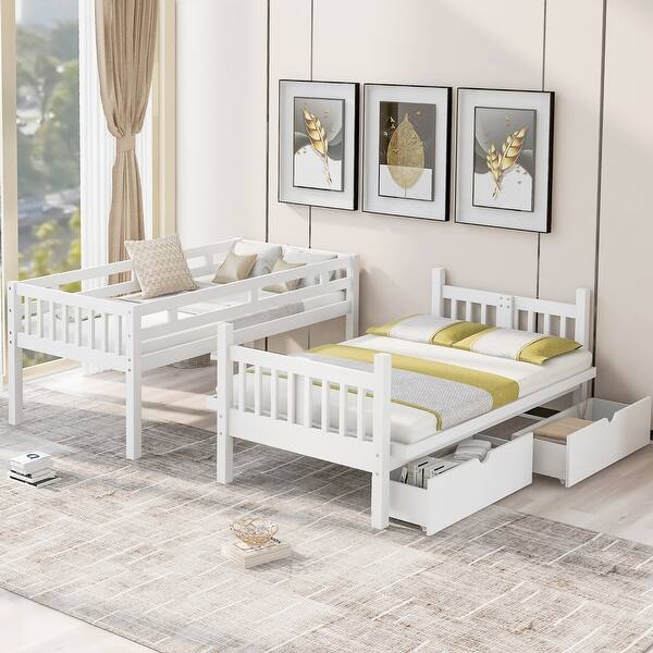 slide 2 of 16, Twin over Full Bunk Bed White