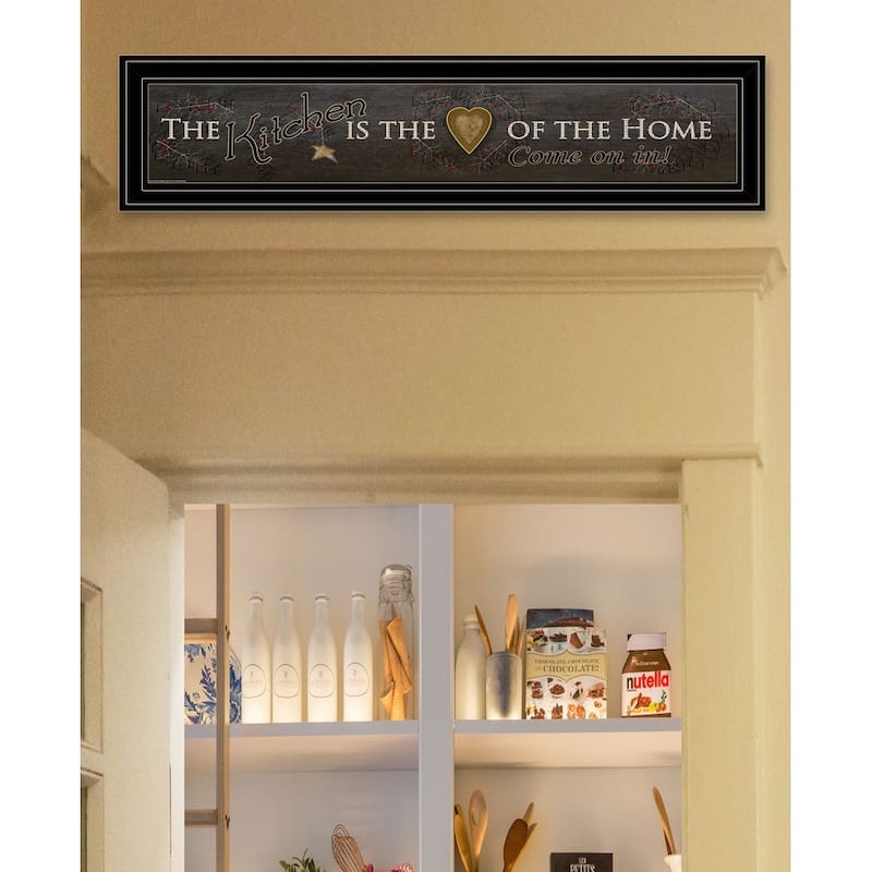 TrendyDecor4U Farmhouse "Kitchen is the Heart of the Home" Framed Print Wall Art - Earthtones