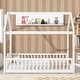 preview thumbnail 10 of 25, Twin Floor Bed Frame with House-shaped Frame and Guardrails White - Twin