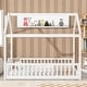 preview thumbnail 19 of 25, Twin House Bed with Guardrails, Montessori Floor Bed Frame with Roof for Kids, Wooden House-shaped Kids Bed Frame for Boys Girls White - Twin
