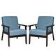 preview thumbnail 10 of 64, Costway Set of 2 Fabric Accent Armchair Solid Wood Upholstered Lounge - See Details Navy