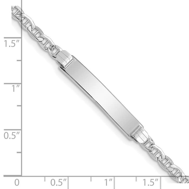 Curata 5mm 14k White Gold Engravable Semi solid Nautical Ship Mariner Anchor Link ID Bracelet