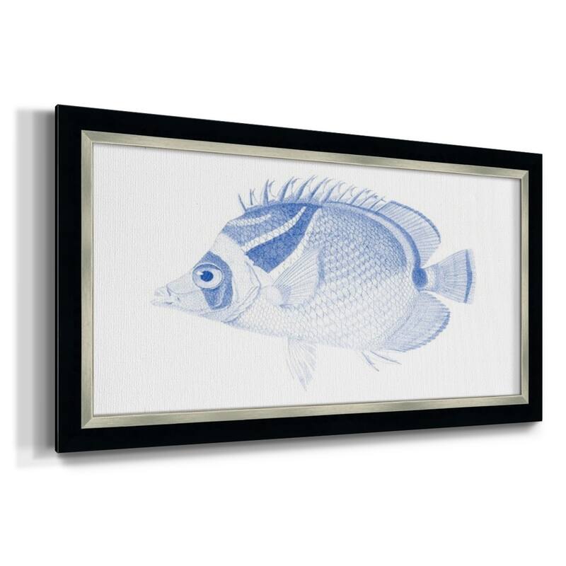 Blue & White Tropical Fish IV Premium Framed Canvas- Ready to Hang