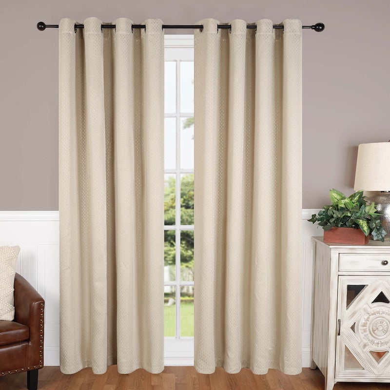 Superior Shimmer Washable Room Darkening Curtains, Set of 2 Panels - 52" x 84" - Ivory