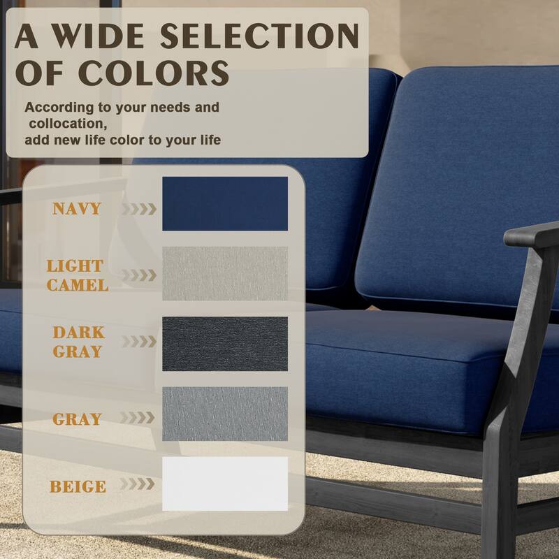 Outdoor Teak Wood Loveseat Sofa with Water-Resistant Cushions