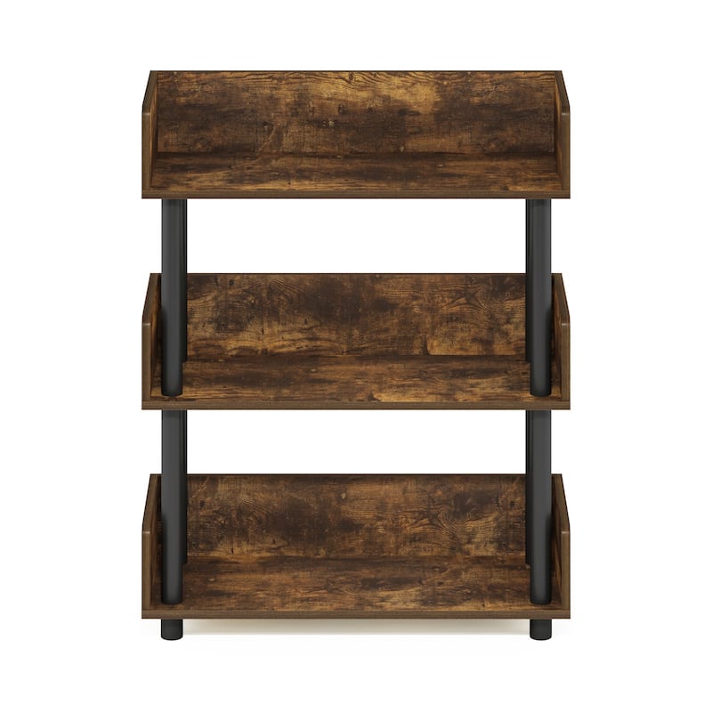3 Tiers Wood Household Shelving Unit in Pine/Black (23.62 in. W x 29.61 in. H x 9.21 in. D) - 23.62