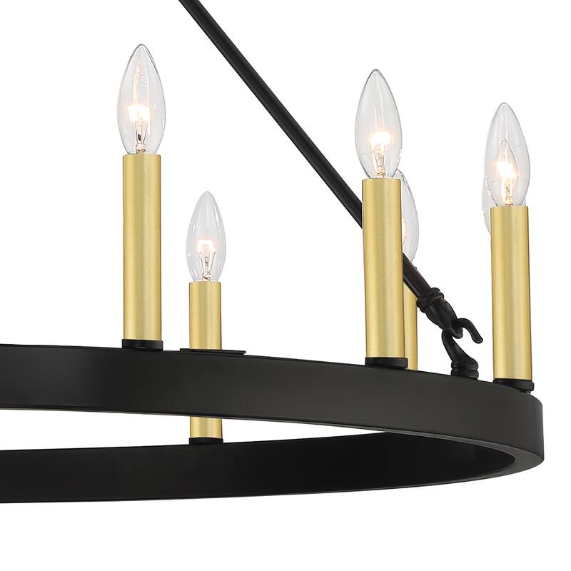 Acroma 15-light Farmhouse Large Wagon Wheel Candle Chandelier with UL Certified - D40'' * H130''