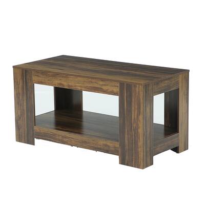47" Rectangle Wooden Coffee Table With Storage