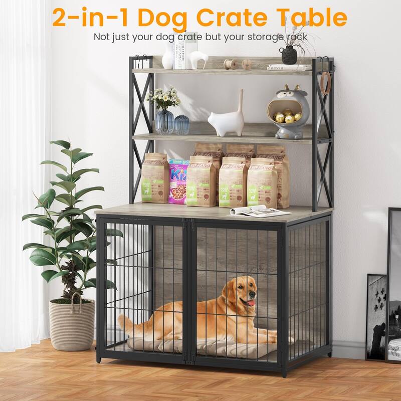 42.5 Inch Dog Crate Furniture with Shelves