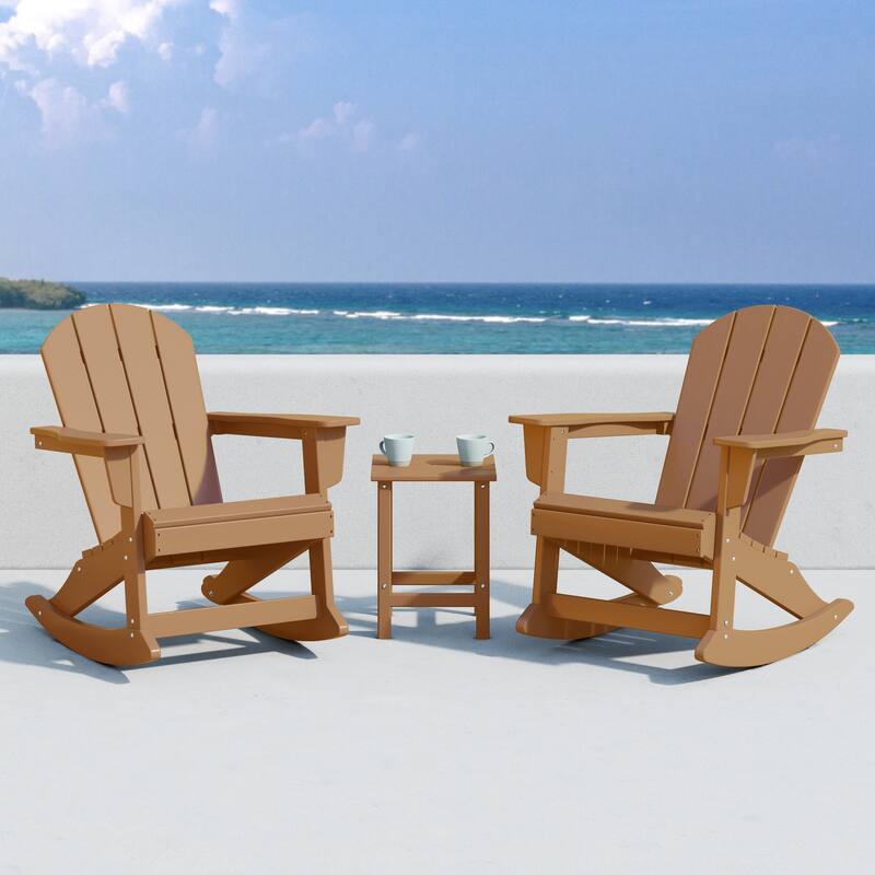 Laguna Hdpe All Weather Outdoor Patio Rocking Chairs With Side Table (3-Piece Set)