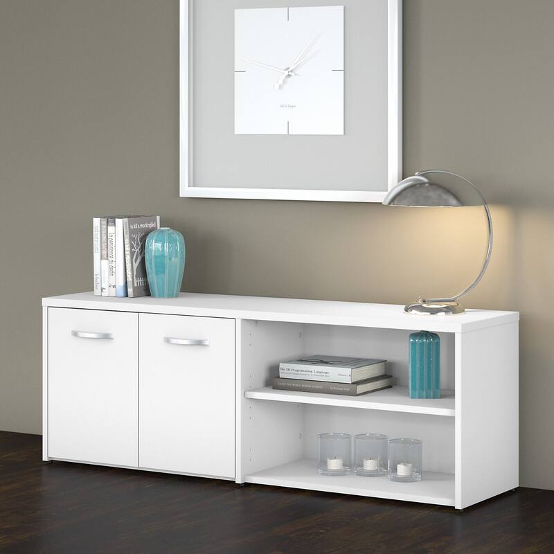 Studio C Low Storage Cabinet with Doors by Bush Business Furniture - White