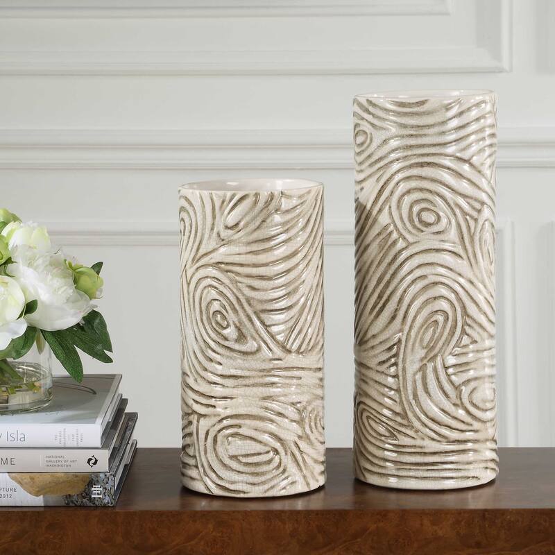 Uttermost Timber Swirl Earth Tone Vases Set/2