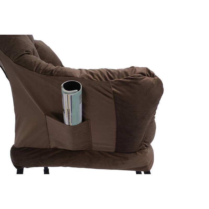 Cotton Lounge Chair with Ottoman, Footrest & Side Pocket (300lb Capacity)