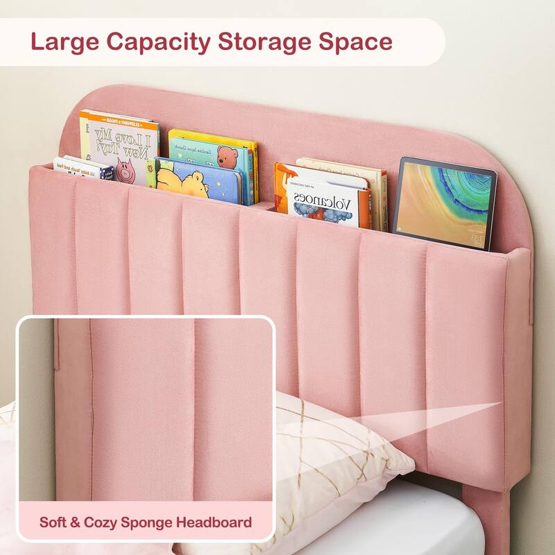 Bed Frame with Bookcase Headboard for Bedroom