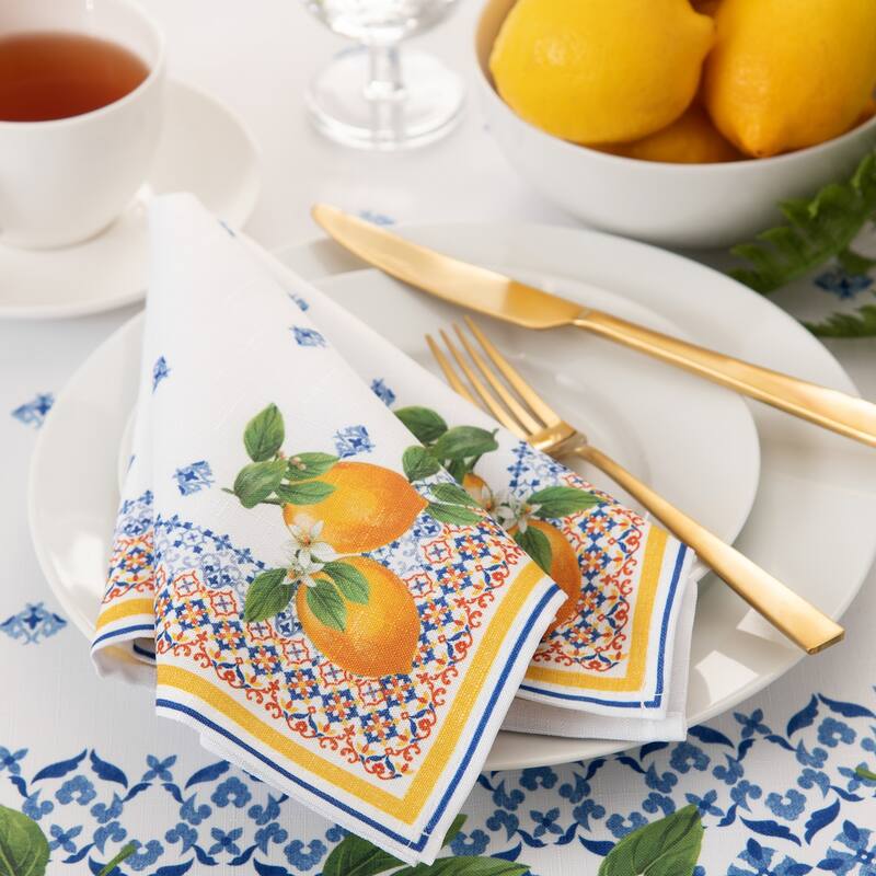 Capri Lemon Double Border Napkin Set of 4 - Set of 4