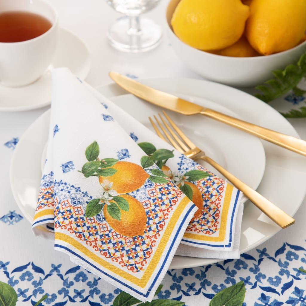 Capri Lemon Double Border Napkin Set of 4