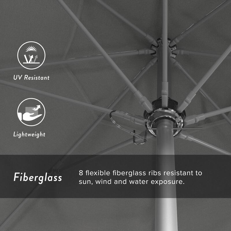 California Umbrella 75' Venture Series Patio Umbrella, Silver Aluminum Pole Fiberglass Ribs Push Lift Sunbrella