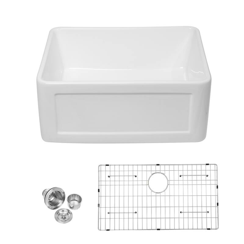 White Farmhouse Single Bowl Ceramic Kitchen Sink