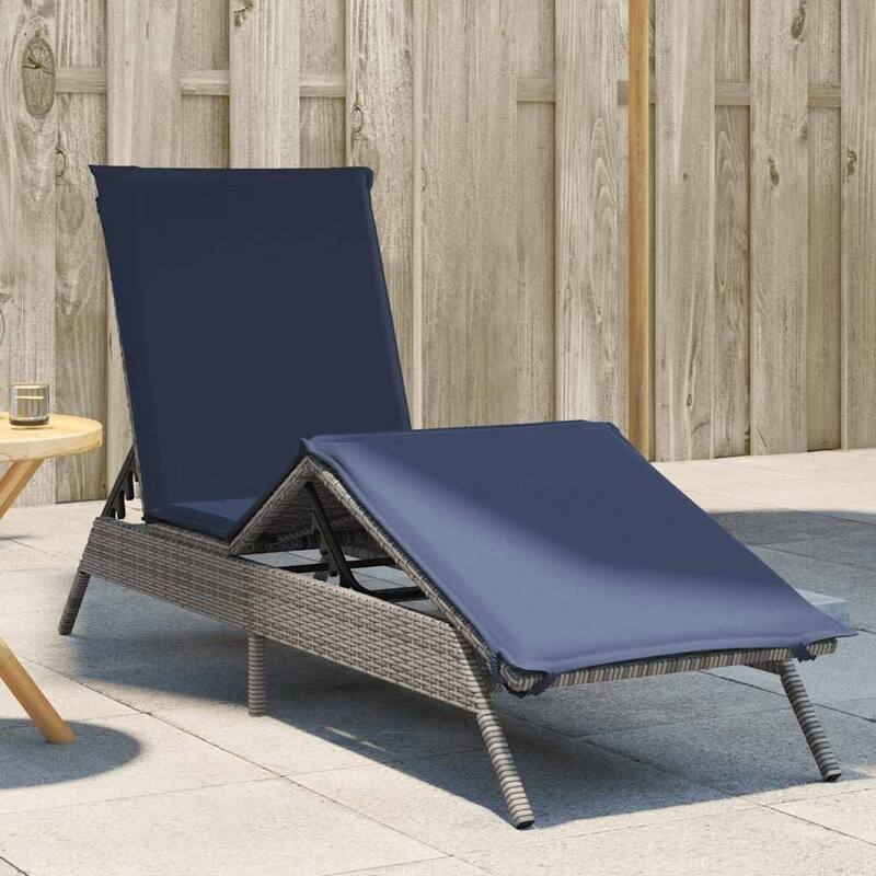 vidaXL Sun Lounger with Cushion Chaise Lounge Poly Rattan Brown/Gray/Black - 9.1 x 31.0 x 13.2 - Grey
