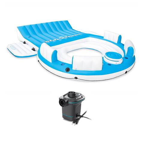 Intex Splash N Chill Island Inflatable Pool Float Lounger w/Quick Fill Air Pump - 39.2