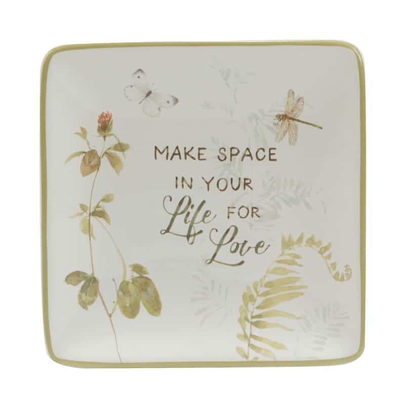 Certified International Green Fields 6" Canape/Luncheon/Appetiser Plates, Set of 4 Assorted Designs - 11' x 11'