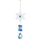 preview thumbnail 1 of 0, Hanging Blue and White Accented Winter Snowflakes Suncatcher - 4.000 x 3.600 x 1.500