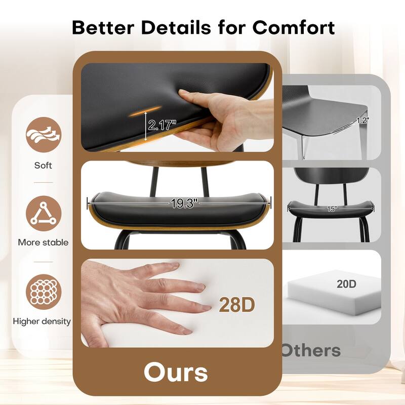 Faux Leather Upholstered Dining Chairs Set of 2/4 - 33.5"H x 19.3"W x 23"D