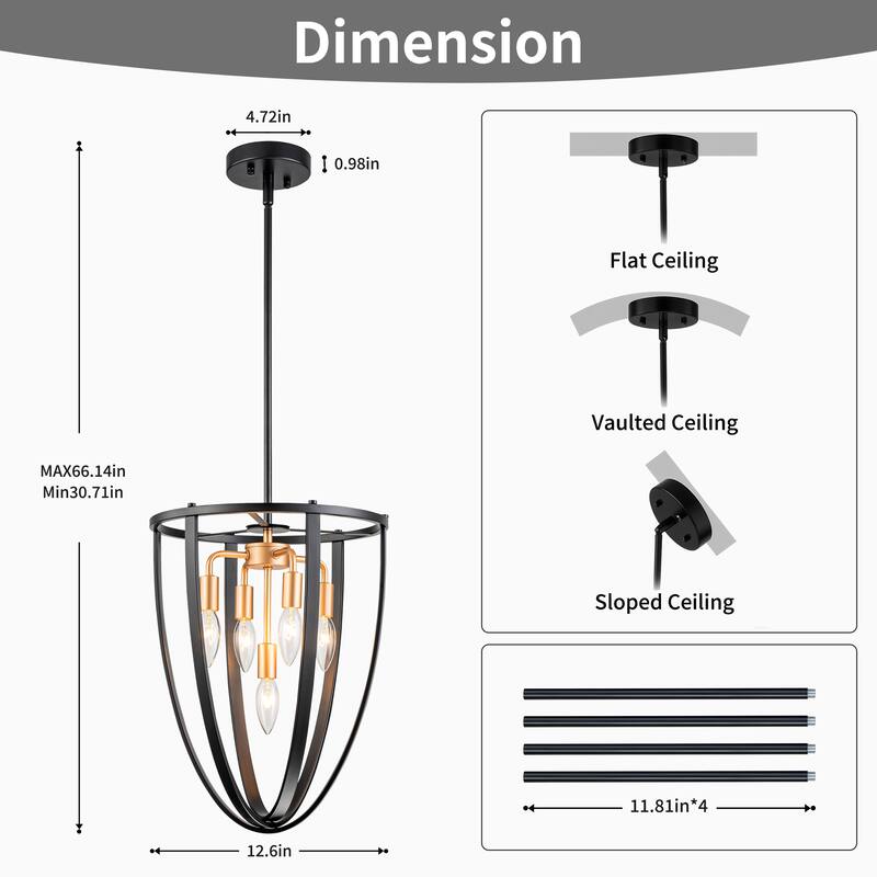 Starsky Farmhouse Industrial 5-Light 12in. Geometric Cone Chandelier