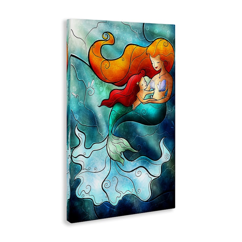 Stupell Mermaid & Child Stained Glass Style Canvas Wall Art Design By Mandie Manzano