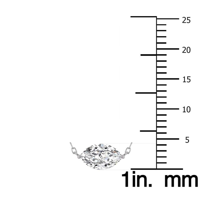 Marquee Lab Grown 1/2 Carat Floating Marquise Diamond Solitaire Pendant in 14K White Gold