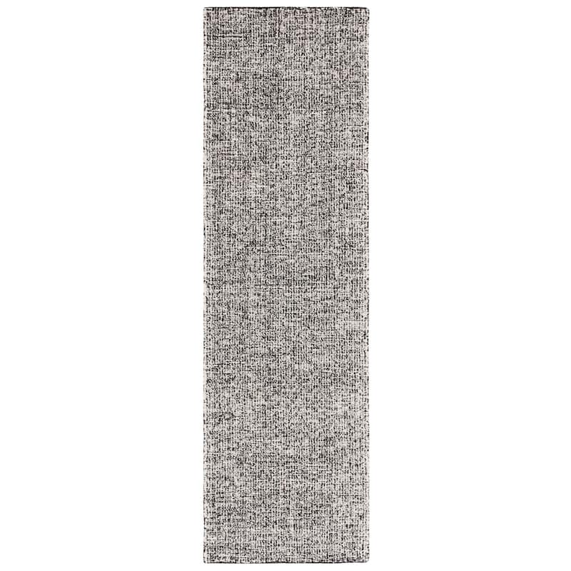SAFAVIEH Handmade Ebony Gulderen Modern Wool Rug - 2'3" x 8' Runner - Black/Ivory