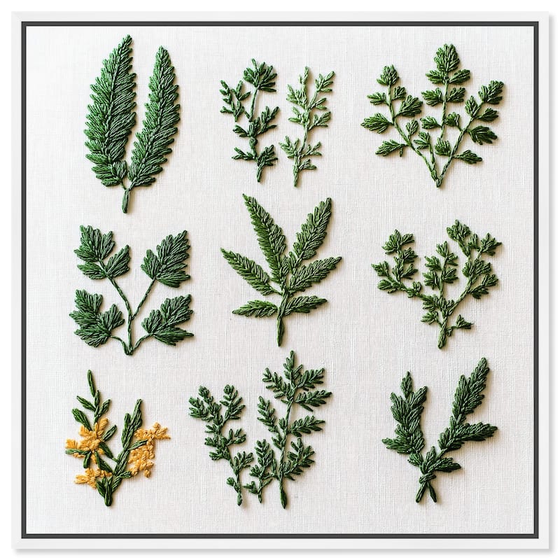 Stitched Sprout I Canvas by Art Remedy - White - 12" x 12"