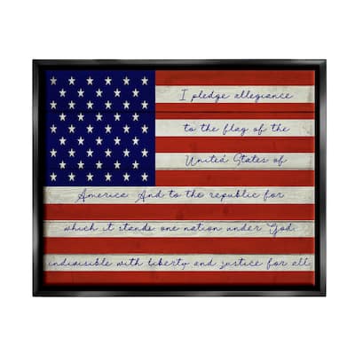 Stupell Pledge of Allegiance Flag Framed Floater Canvas Wall Art Design by Corinne Haig