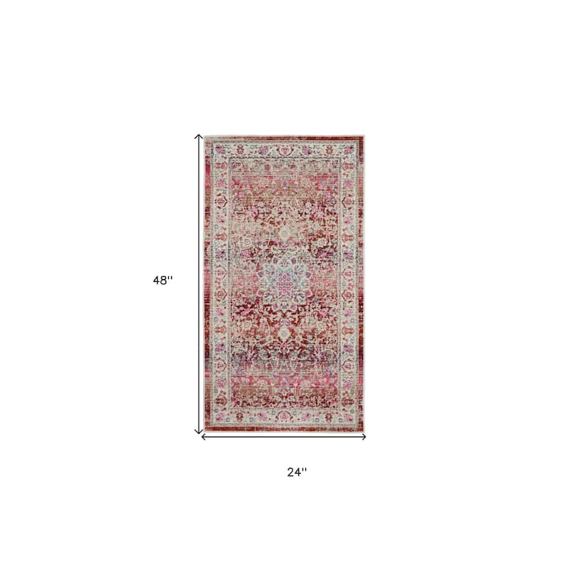 HomeRootsFloral Transitional Rectangle Area Rug - 48' X '24' X '0.5
