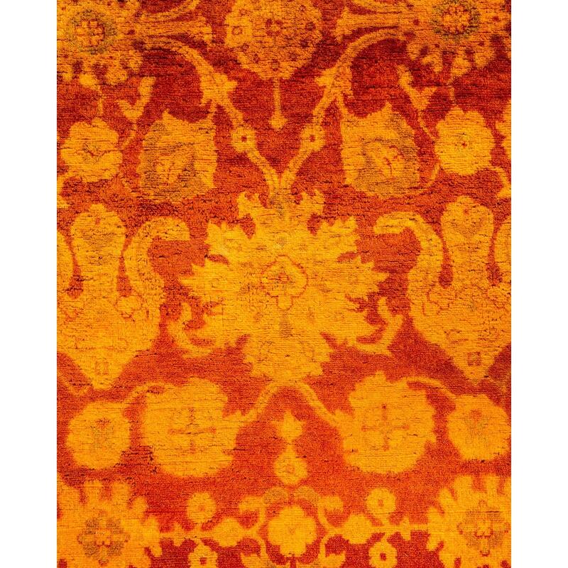 Overton Hand Knotted Wool Vintage Inspired Modern Contemporary Overdyed Gold Area Rug - 3' 2" x 5' 1"