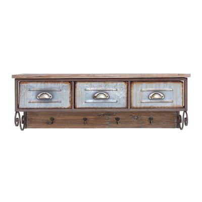 Wood Wall Shelf - Brown - Roche River Decor
