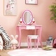 preview thumbnail 2 of 8, Gymax Kids Vanity Table Stool Set Pretend Play Makeup Desk with