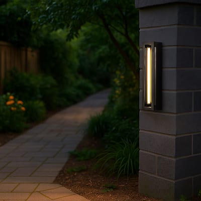 Modern Outdoor Wall Light with Dusk to Dawn Sensor Matte Black 30W Integrated LED with Acrylic Shade for Garage Entryway