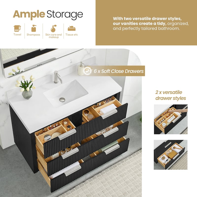 Santarem Single Vanity with Pure White Quartz Stone Top without Mirror