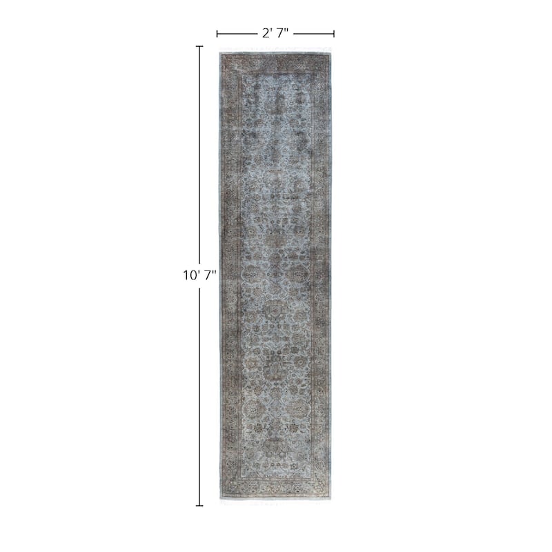 Fine Vibrance One-of-a-Kind Hand-Knotted Runner Rug - Gray, 2' 7" x 10' 7" - 2' 7" x 10' 7"