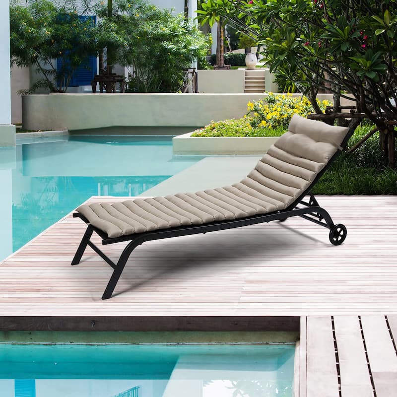 GDFStudio Arth Outdoor Chaise Lounge Cushion (Set of 2),ONLY CUSHIONS