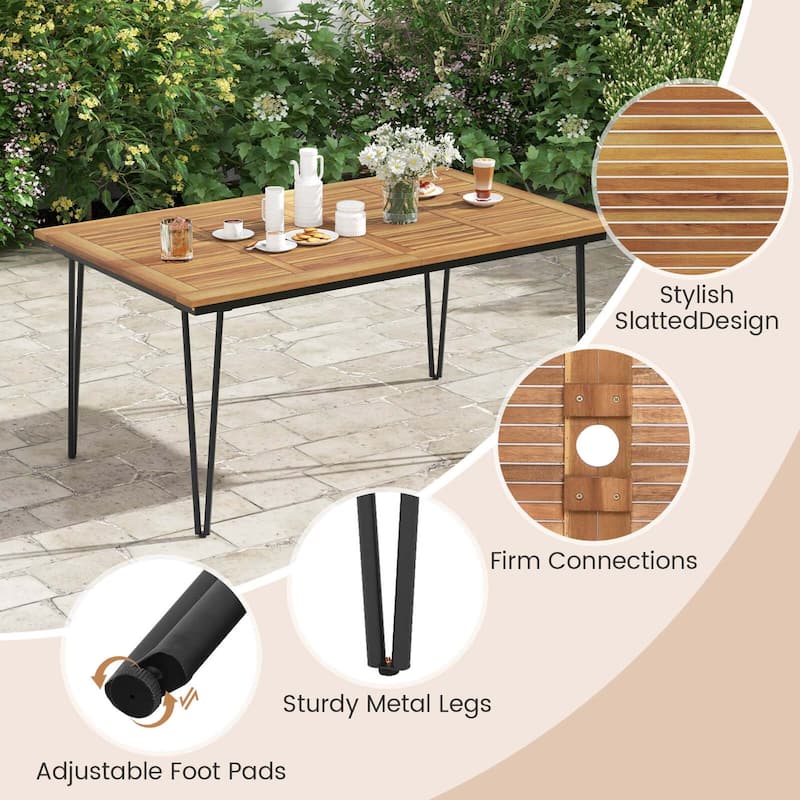 Costway 63-Inch Outdoor Dining Table for 6 People with Acacia Wood - See Details