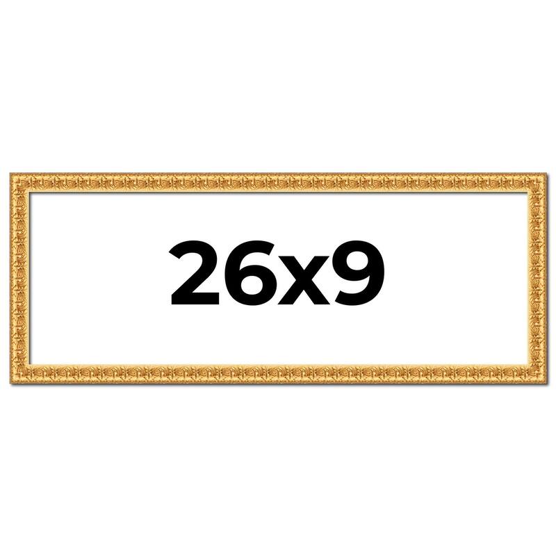 26x9 Frame Gold Real Wood Picture Frame Width 1 inches | Interior