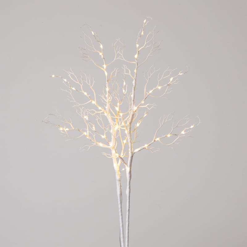 Battery Operated Pre-Lit Birch Artificial Christmas Branches - 3' - Warm White LED Lights - Set of 2